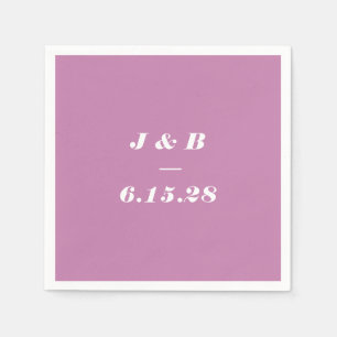 Servilleta De Papel Personalizado Boda púrpura de monograma minimalist