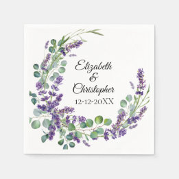 Servilleta De Papel Personalizado Boho Lavender Eucalyptus Boda
