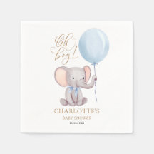 Personalizado Boy Blue Balloon Cute Elephant Baby