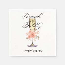 Servilleta De Papel Personalizado Branch y Bubbly Bridal Shower