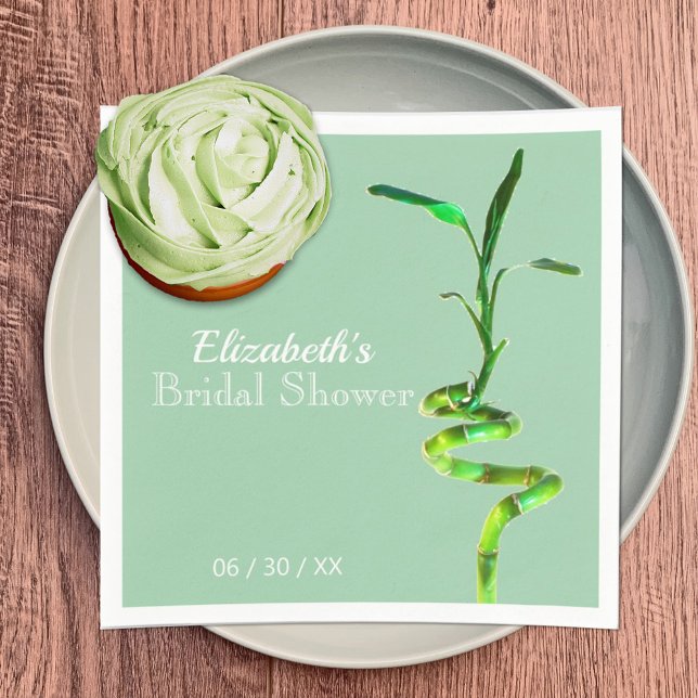 Servilleta De Papel Personalizado Bridal Shower Green Lucky Bamboo Pas (Subido por el creador)