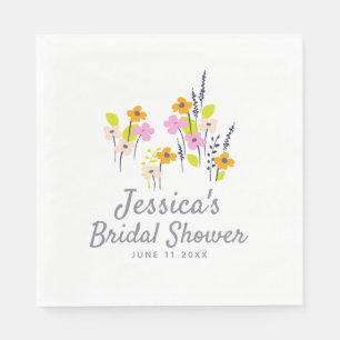 Servilleta De Papel Personalizado Bridal Shower Rustic Garden Wildflow