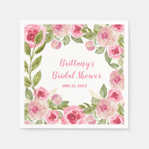 Servilleta De Papel Personalizado Bridal Shower Wild Pink Roses Greene