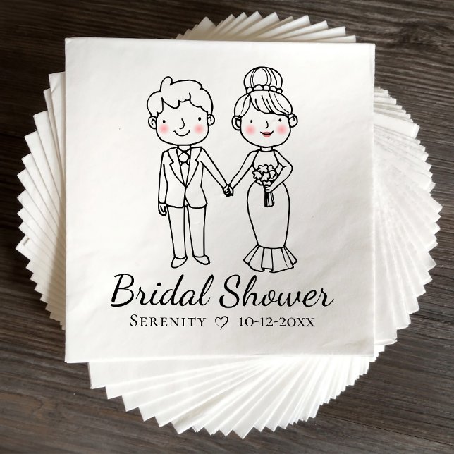 Servilleta De Papel Personalizado Bride Groom Black Bridal Shower (Subido por el creador)