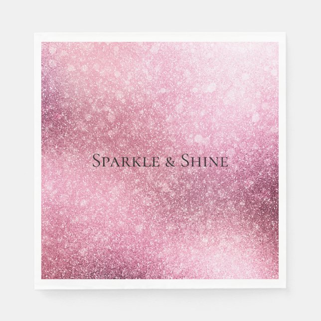 Servilleta De Papel Personalizado Brillo Rosado Glitzy  (Anverso)