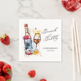 Servilleta De Papel Personalizado Brunch y Bubbly Champagne Bridal Sho