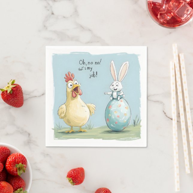 Servilleta De Papel Personalizado Bunny Chick Egg Easter Fun (In situ)