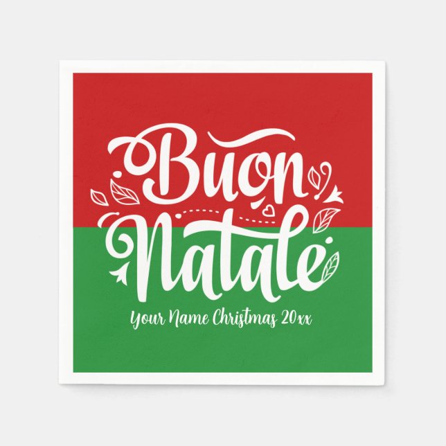 Servilleta De Papel Personalizado Buon Natale Feliz Navidad italiana (Anverso)