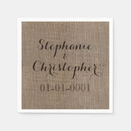 Servilleta De Papel Personalizado Burlap-Look Rústico Boda Ducha Brida