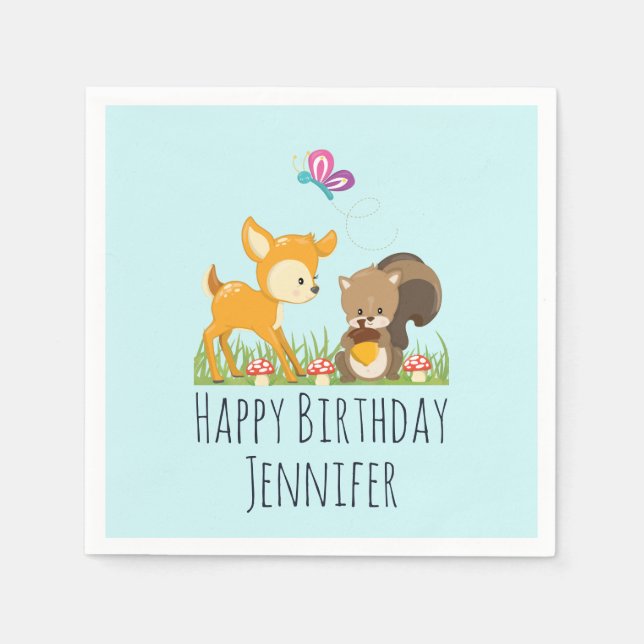 Servilleta De Papel Personalizado caprichoso de animales salvajes (Anverso)
