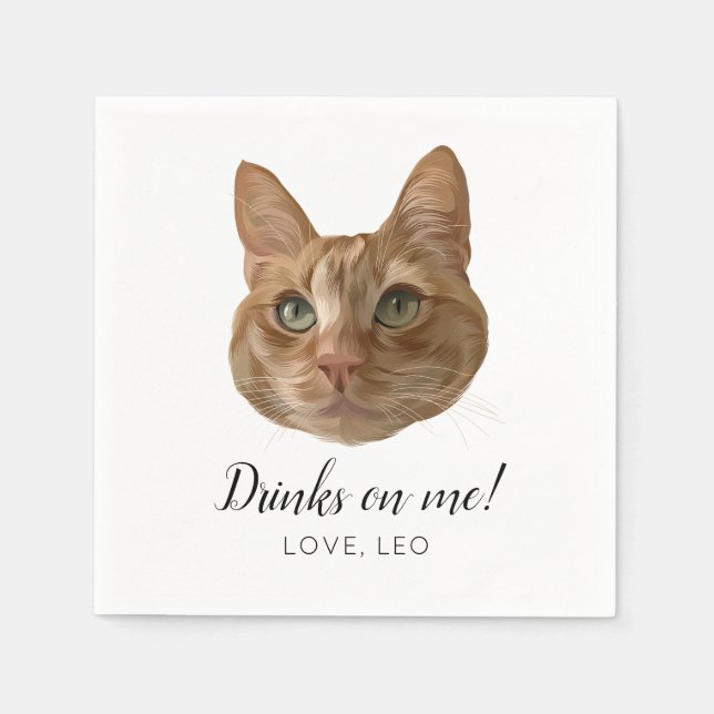 Servilleta De Papel Personalizado Cat Boda Cocktail Napkins bebe sobre (Anverso)