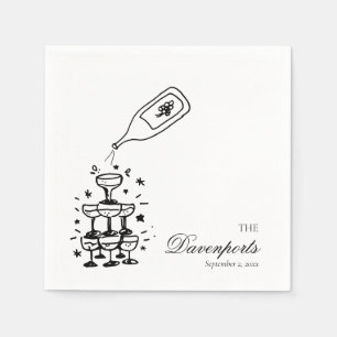 Servilleta De Papel Personalizado Champagne Tower Bachelorette Bridal 