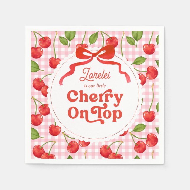 Servilleta De Papel Personalizado Cherry en las servilletas de cumplea (Anverso)