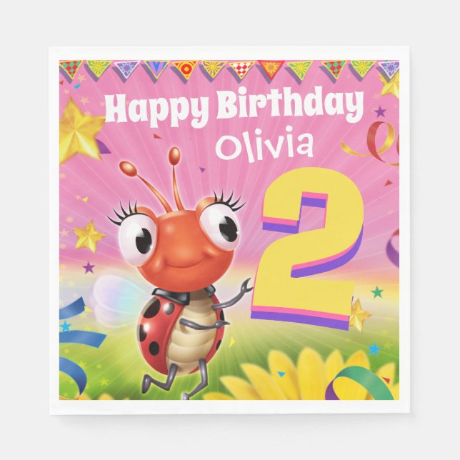 Servilleta De Papel Personalizado chica de pañales de papel de cumplea (Anverso)