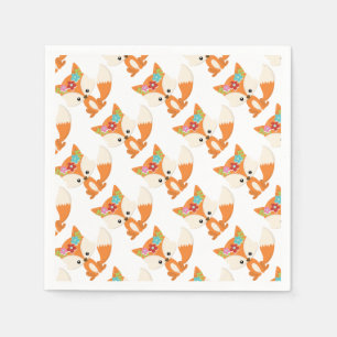 Servilleta De Papel Personalizado  Chica Fox Pup Con Flores