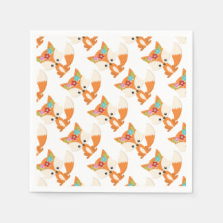 Servilleta De Papel Personalizado  Chica Fox Pup Con Flores