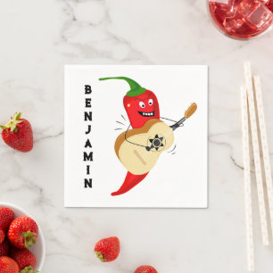 Servilleta De Papel Personalizado Chili Pepper Jugando Guitarra Person