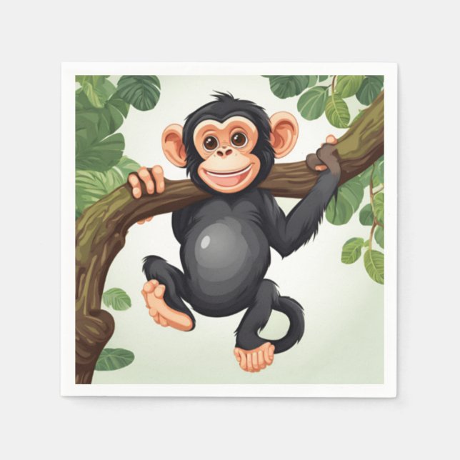 Servilleta De Papel Personalizado chimpancé loco gracioso (Anverso)