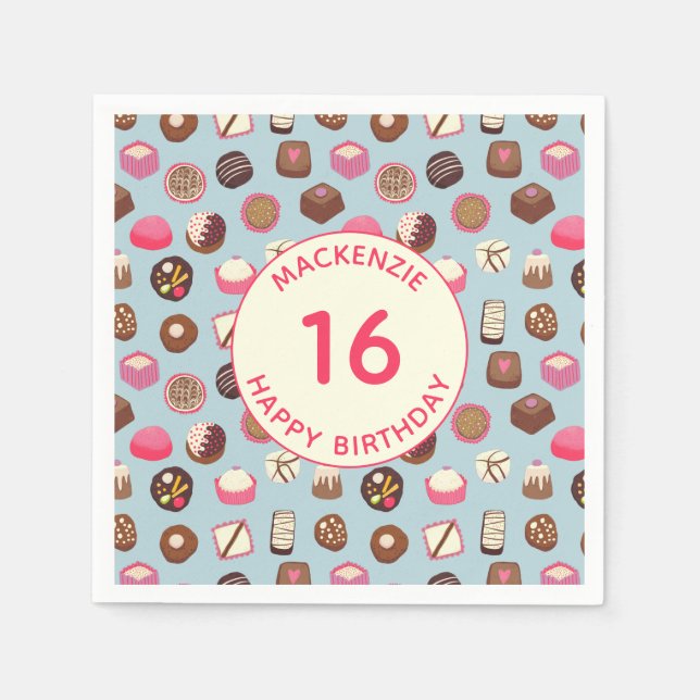 Servilleta De Papel Personalizado Chocolate Candy Confecciones Cumplea (Anverso)