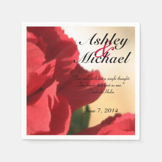 Servilleta De Papel Personalizado Cita Boda de Floral Roja