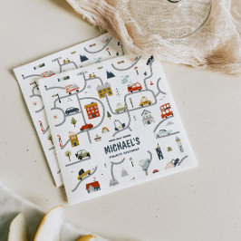 Servilleta De Papel Personalizado City Cars Cumpleaños