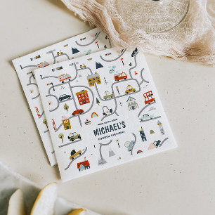 Servilleta De Papel Personalizado City Cars Cumpleaños