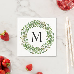 Servilleta De Papel Personalizado Clásico Laurel Verde Wreath Leath P