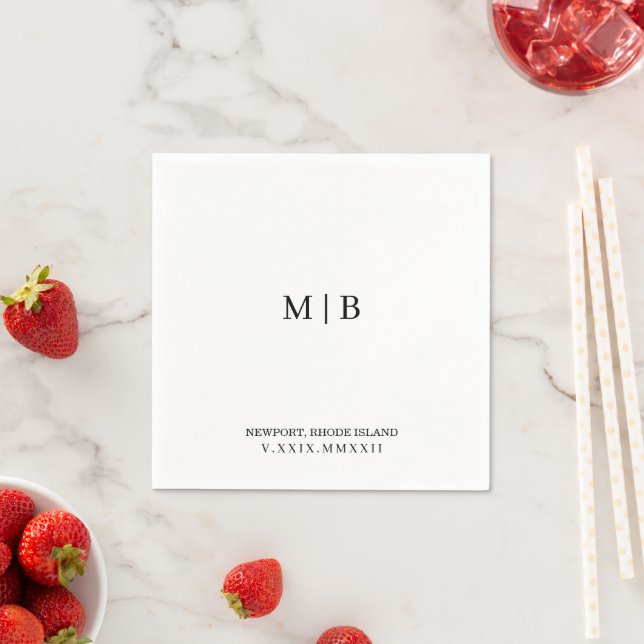 Servilleta De Papel Personalizado Cocktail Napkin | Fecha numérica rom (In situ)