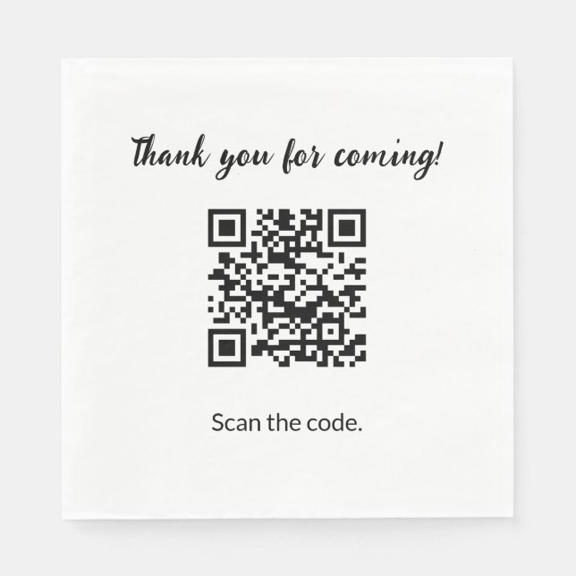 Servilleta De Papel Personalizado Código QR Gracias por venir (Anverso)