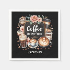 Servilleta De Papel ☕ Personalizado Coffeecore Kitchen Cafe Happy Plac