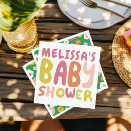 Servilleta De Papel PERSONALIZADO COLORFUL de Baby Shower Groovy
