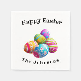 Servilleta De Papel Personalizado Colorful Modern Egg Hunt Feliz Pascu