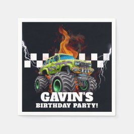 Servilleta De Papel Personalizado Con Monstruo Retro Nombre