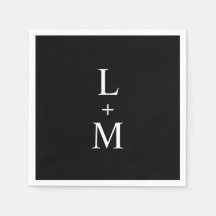 Personalizado contemporáneo Monograma Boda negro