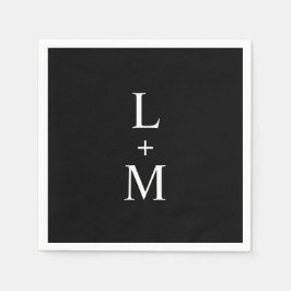 Servilleta De Papel Personalizado contemporáneo Monograma Boda negro