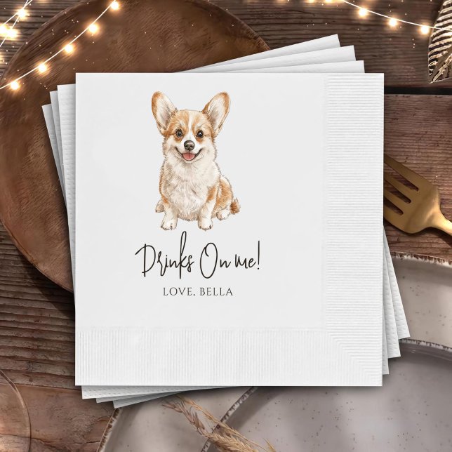 Servilleta De Papel Personalizado Corgi Art Mascota Cocktail Napkins B (Subido por el creador)