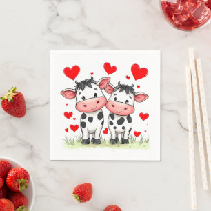 Servilleta De Papel Personalizado Cow Couple Love