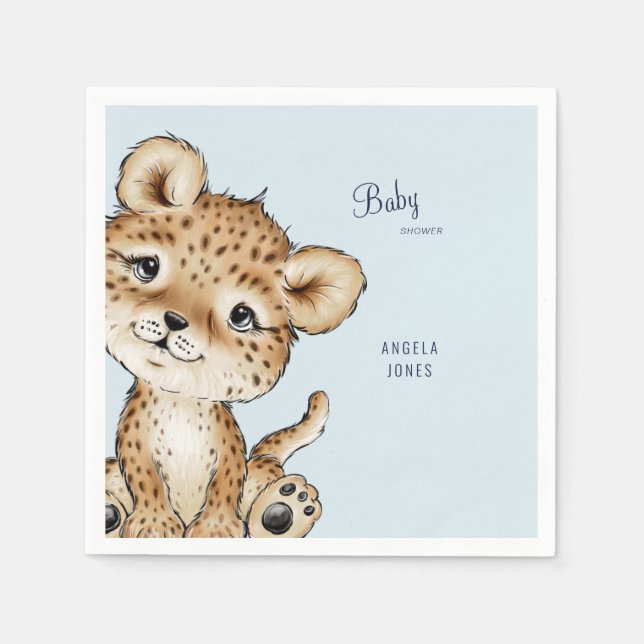 Servilleta De Papel Personalizado Cute Baby Leopard Shower (Anverso)