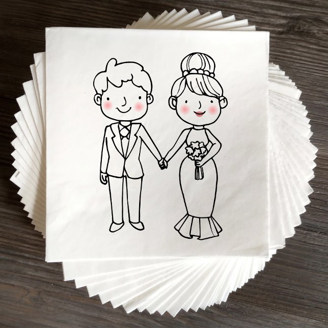 Servilleta De Papel Personalizado Cute Bride Groom Boda caprichoso (Subido por el creador)
