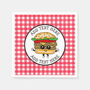 Servilleta De Papel Personalizado Cute Hamburger Barbacoa o fiesta de 