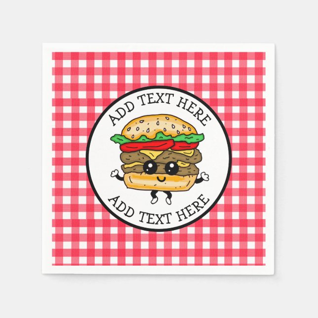 Servilleta De Papel Personalizado Cute Hamburger Barbacoa o fiesta de  (Anverso)