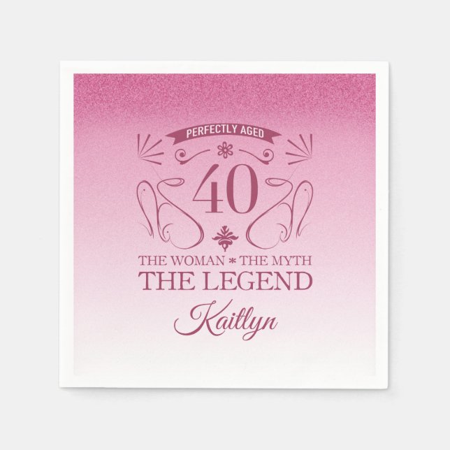 Servilleta De Papel Personalizado Cute Happy 40 cumpleaños (Anverso)
