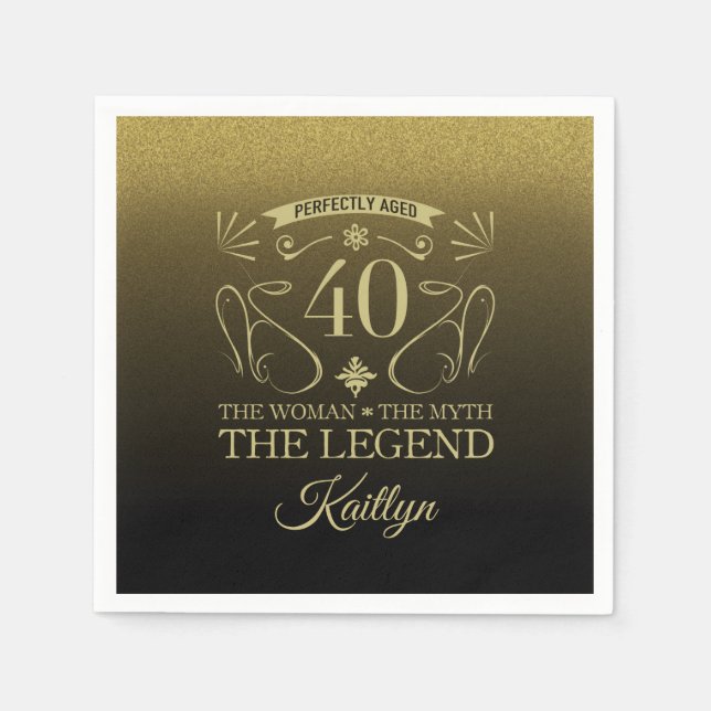 Servilleta De Papel Personalizado Cute Happy 40 cumpleaños (Anverso)