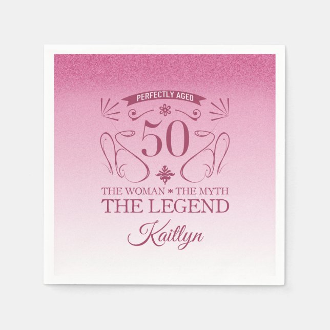 Servilleta De Papel Personalizado Cute Happy 50 cumpleaños (Anverso)