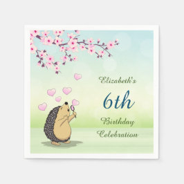 Servilleta De Papel Personalizado Cute Hedgehog Cherry Blossom