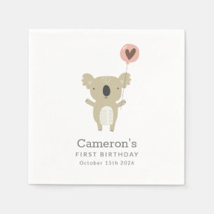 Servilleta De Papel Personalizado Cute Koala Sencillo Primer Cumpleaño