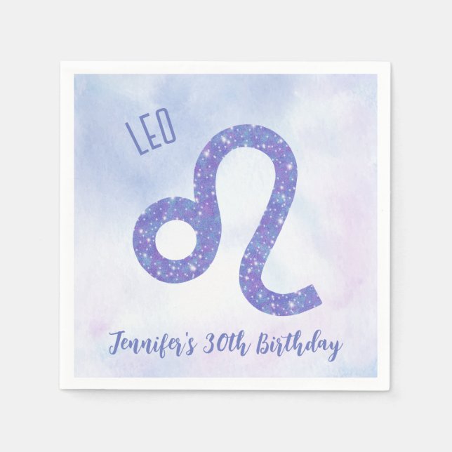 Servilleta De Papel Personalizado Cute Leo Astrology Fiesta de cumplea (Anverso)
