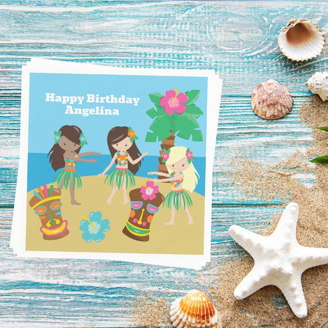 Servilleta De Papel Personalizado Cute Luau Beach Partido de Cumpleaño (Subido por el creador)