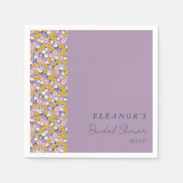 Servilleta De Papel Personalizado Cute morado amarillo floral de ducha