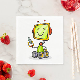 Servilleta De Papel Personalizado Cute Retro Robot Divertido AI Tech D